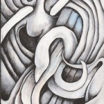 Leda & The Swan (Acrylic on wood 4 1/2" x 7 1/8")
