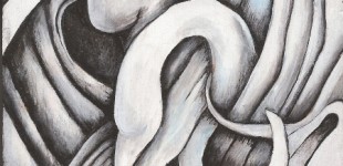 Leda & The Swan (Acrylic on wood 4 1/2" x 7 1/8")