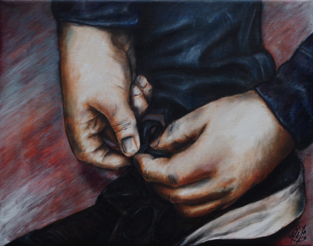 Shoe Tying - Oil on Canvas - 2016